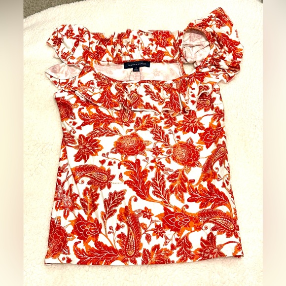 Tommy Hilfiger Tops - Tommy Hilfiger Red and White Floral Blouse